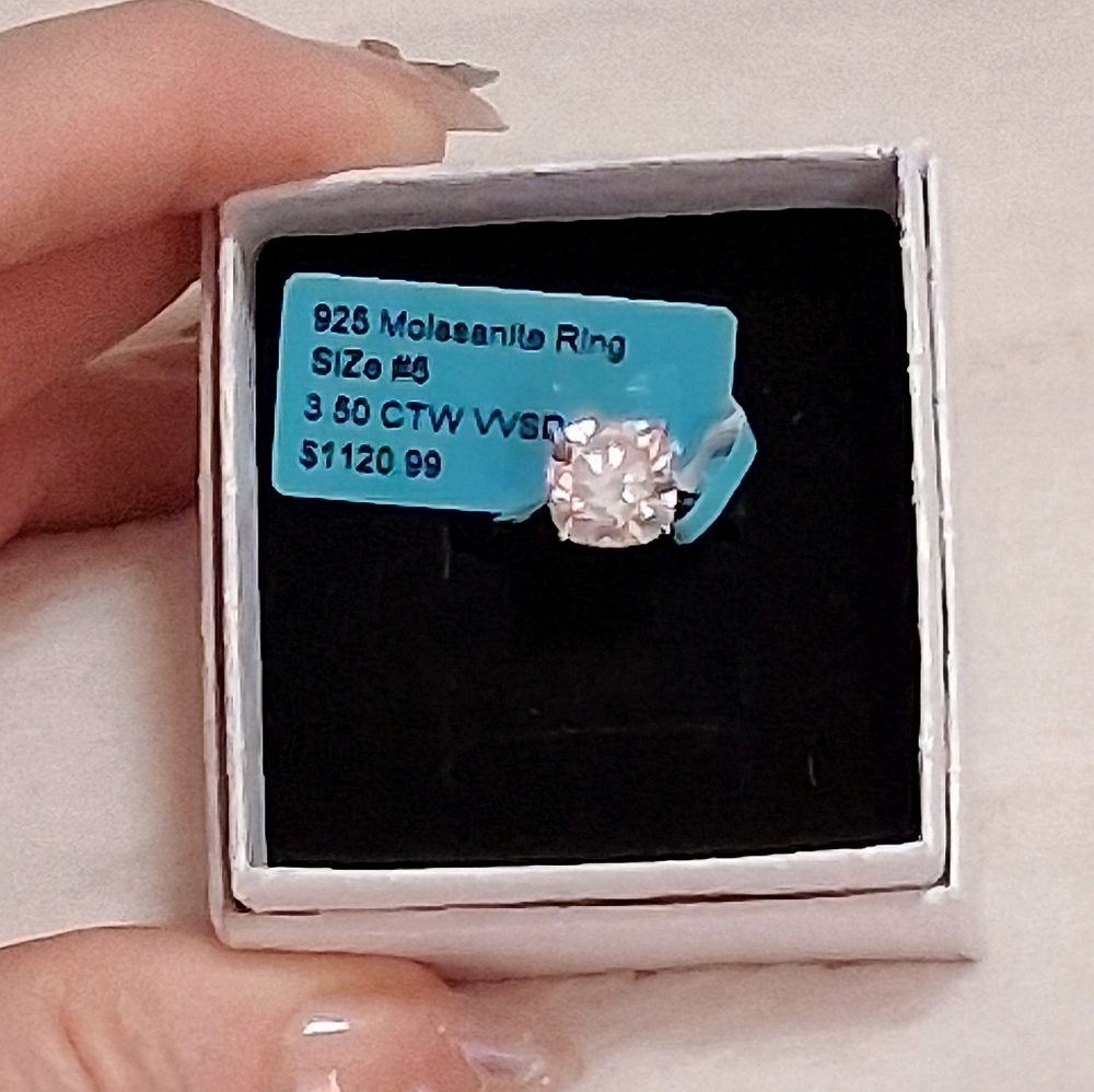 925 Moissanite Diamond 3.50 CTW Solitaire Ring Size 6